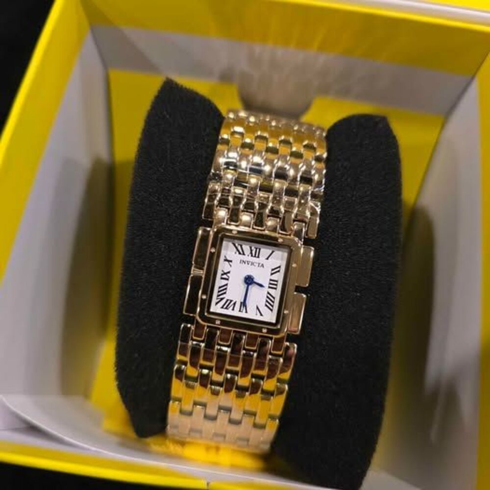 Invicta Square Face Gold Tone Watch. New in box
